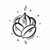 Abstract coffee beans forming a heart shape with Brewed with Love text concept as A heartfelt illustration featuring abstract coffee beans arranged in a heart shape with the Cleans vector
