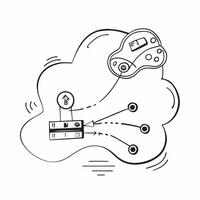 Abstract cloud with digital connections on an isolated white background concept as An abstract representation of a digital cloud with intricate connections to data points isolated Cleans vector