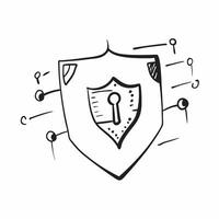 Abstract cybersecurity shield with digital locks on an isolated white background concept as A stylized abstract shield with digital locks embedded within isolated on a white backgr Cleans vector