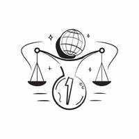 Abstract balance scale and globe with Global Finance text concept as A sleek design featuring an abstract balance scale and globe with the text Global Finance The elements Cleans vector
