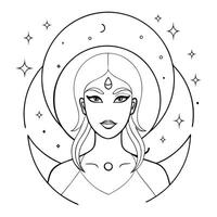 Abstract Digital Art of Moon Goddess concept as A glowing abstract representation of the Moon Goddess a symbolic figure in the Mid Autumn Festival surrounded by luminous shapes and Cleans vector
