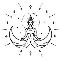 Abstract Digital Art of Moon Goddess concept as A glowing abstract representation of the Moon Goddess a symbolic figure in the Mid Autumn Festival surrounded by luminous shapes and Cleans Set 2 vector