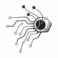 Abstract digital circuit with light pulses on an isolated white background concept as A stylized digital circuit with light pulses traveling through its pathways isolated on a whit Cleans vector