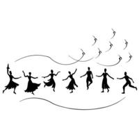 Abstract Festive Dance in Glowing Lights concept as A digital abstract art piece showing dancers in glowing attire performing a traditional Mid Autumn Festival dance surrounded by Cleans Set 2 vector