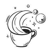 Abstract glowing circles forming a coffee cup outline concept as Glowing abstract circles in varying sizes create the outline of a coffee cup on a dark background The camera zooms Cleans vector