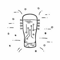 Abstract glowing circuit forming a beer glass outline concept as A glowing circuit pattern forms the outline of a beer glass set against a dark tech inspired background The camera Cleans vector