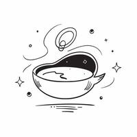 Abstract glowing waveform creating a teacup outline concept as Glowing waveforms dance to form the outline of a teacup set against a dark background The camera oscillates gently e Cleans vector