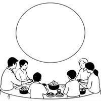 Abstract Mid Autumn Family Gathering concept as A warm glowing abstract scene of a family gathering around a table sharing mooncakes under a digital representation of the full moon Cleans vector