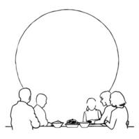 Abstract Mid Autumn Family Gathering concept as A warm glowing abstract scene of a family gathering around a table sharing mooncakes under a digital representation of the full moon Cleans Set 2 vector