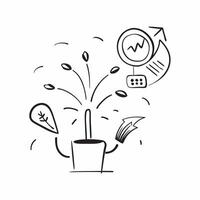 Abstract money tree and watering can with Wealth Growth text concept as A dynamic design of an abstract money tree and watering can with the text Wealth Growth The elements Cleans vector