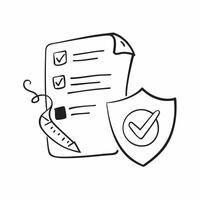Abstract shield and checklist with Risk Management text concept as A design featuring an abstract shield and checklist paired with the text Risk Management The design is is Cleans vector