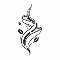 Abstract swirl of coffee beans forming a steaming cup shape with Fresh Brew text concept as A dynamic showing an abstract swirl of coffee beans that form the shape of a stea Cleans vector