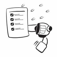 AI robot with holographic task list and copy space concept as An AI robot with floating holographic task lists glowing brightly above it The right side of the image is left blank Cleans vector