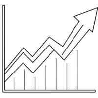 Arrow icon with a line chart concept as An upward pointing arrow icon adjacent to a line chart isolated on a white background The design symbolizes growth and upward trends in dat Cleans vector