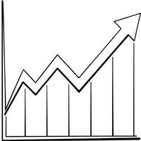 Arrow icon pointing upwards suspended above a chart concept as An upward pointing arrow icon seemingly floating above a chart isolated on a white background The visual signifies g Cleans Set 2 vector