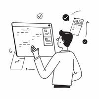 AI specialist candidly working on machine learning algorithms concept as A candid photo of an AI specialist coding and refining machine learning algorithms on multiple screens The Cleans vector
