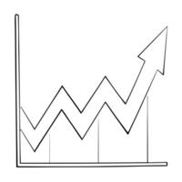 Arrow icon with a line chart concept as An upward pointing arrow icon adjacent to a line chart isolated on a white background The design symbolizes growth and upward trends in dat Cleans Set 2 vector
