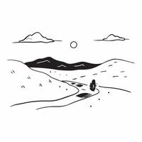 Backpacker on Glossy Desert Dunes at Twilight concept as A backpacker trekking across glossy desert dunes at twilight with the soft light of the setting sun reflecting on the sand Cleans Set 3 vector