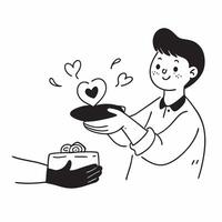 Barista making a latte art heart while chatting with a customer concept as A candid shot of a barista creating a heart shape with latte art while engaging in friendly conversation Cleans vector