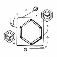 Blockchain border with interconnected nodes and copy space concept as A border frame featuring a blockchain design with interconnected nodes surrounding a central copy space The n Cleans vector