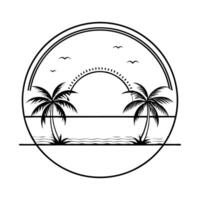 Beach Sunset and Palms Border Frame with Copy Space concept as A border frame featuring a beach sunset and palm trees on opposite sides with ample copy space in the middle Tropica Cleans vector