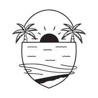 Beach Sunset and Palms Border Frame with Copy Space concept as A border frame featuring a beach sunset and palm trees on opposite sides with ample copy space in the middle Tropica Cleans Set 3 vector