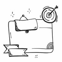 Border frame with briefcase and target for Goal concept as A border frame featuring a briefcase and a target representing business goals The design offers ample copy space in the Cleans vector