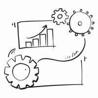 Border frame with gears and bar chart for Process concept as A border frame featuring interlocking gears and a rising bar chart symbolizing the business process The frame provides Cleans vector