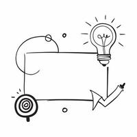 Border frame with light bulb and target for Vision and copy space concept as A border frame designed with a light bulb and target representing Vision The elements frame a spacious Cleans vector