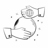 Border frame with handshake and globe for Partnership and copy space concept as A border frame featuring a handshake and globe representing Partnership The design elements frame a Cleans vector