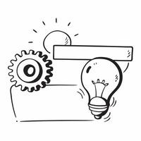 Border frame with light bulb and gears for Innovation concept as A border frame design featuring a light bulb and interlocking gears representing innovation The frame includes amp Cleans vector