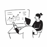 Candid shot of a business consultant reviewing a clients growth plan concept as A candid shot of a business consultant reviewing a growth plan with a client capturing the focused d Cleans vector