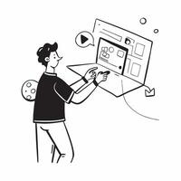 Candid shot of a content creator editing a on a digital workstation concept as A candid image of a content creator editing a on a high tech digital workstation in a cre Cleans vector
