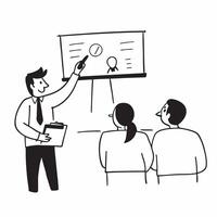 Candid shot of a CEO giving a presentation on business strategy concept as A candid shot of a CEO presenting a business strategy to a group of executives The camera captures the C Cleans vector
