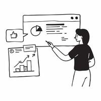 Candid shot of a data analyst presenting insights on a digital dashboard concept as A candid image of a data analyst presenting data insights on a digital dashboard during a meetin Cleans vector