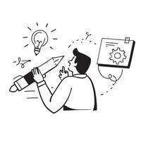 Candid shot of a futurist sketching ideas for a tech innovation concept as A candid photo of a futurist sketching ideas for a technological innovation in a notebook The image capt Cleans vector