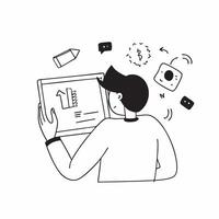 Candid shot of an entrepreneur developing a startup on a digital tablet concept as A candid image of an entrepreneur deeply engaged in developing a startup plan on a digital tablet Cleans vector