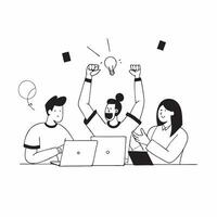 Candid shot of a tech startup team during a product launch concept as A candid shot of a tech startup team during the launch of a new product with the camera capturing the exciteme Cleans vector