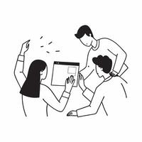 Candid shot of a team working together on a digital project concept as A candid shot capturing a team collaborating on a digital project with the camera focusing on the hands on ap Cleans vector