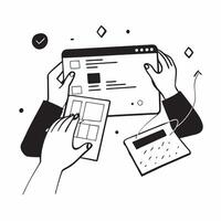 Candid shot of a UX designer creating user friendly interfaces concept as A candid photo of a UX designer creating user friendly interfaces on a digital tablet in a modern workspac Cleans vector