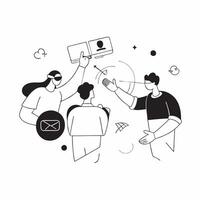 Candid team collaboration on a virtual reality project concept as A candid image of a team collaborating on a virtual reality project with members wearing VR headsets and interacti Cleans vector