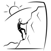 Climber on Glossy Rock Face at Sunrise concept as A climber scaling a glossy rock face at sunrise with the early morning light reflecting off the surface The scene highlights the Cleans Set 2 vector