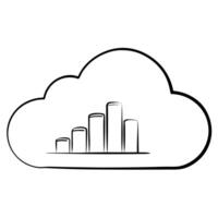 Cloud icon with a bar chart floating within concept as A cloud icon with a bar chart seemingly floating within its borders isolated on a white background The visual suggests cloud Cleans vector