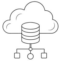 Cloud icon with a database symbol concept as A cloud icon connected to a database symbol floating against a white background The design represents cloud based data storage and ana Cleans vector