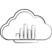 Cloud icon with a bar chart floating within concept as A cloud icon with a bar chart seemingly floating within its borders isolated on a white background The visual suggests cloud Cleans Set 2 vector