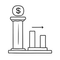 Column chart with a dollar sign concept as A column chart icon with a dollar sign at the base isolated on a white background This composition represents financial data analysis an Cleans vector