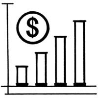 Column chart with a dollar sign concept as A column chart icon with a dollar sign at the base isolated on a white background This composition represents financial data analysis an Cleans Set 2 vector