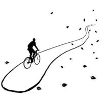 Cyclist on a Glossy Road through Autumn Forest concept as A cyclist riding through a glossy road surrounded by vibrant autumn foliage with golden leaves reflecting light The scene Cleans Set 2 vector