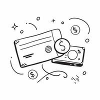 Credit card and dollar sign border frame with Financial Strategy text and copy space concept as A sleek border frame featuring a credit card and dollar sign at opposite corners wit Cleans vector