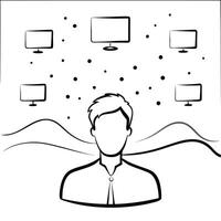 Data engineer working with glossy data streams concept as A data engineer is immersed in a digital environment with glossy data streams flowing across multiple monitors The backgr Cleans vector